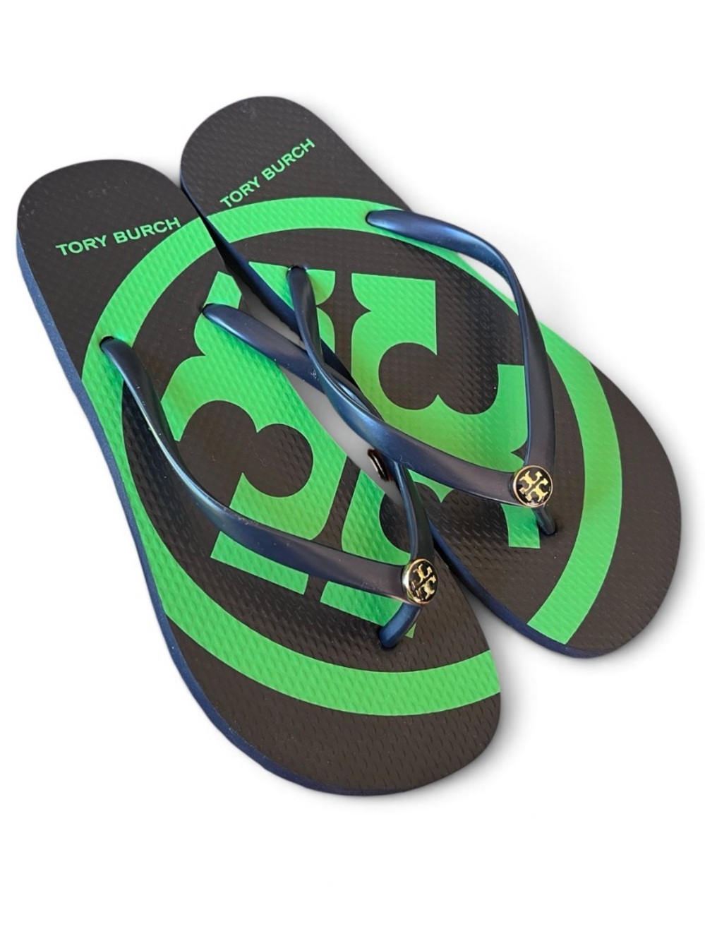 Tory Burch NEW Emory Blue Green Flip Flops Sandals Size 8